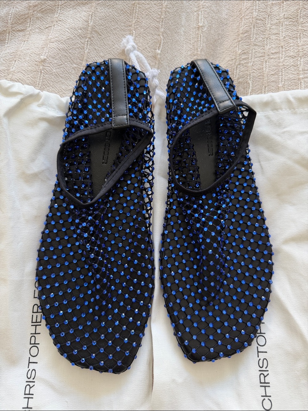 Christopher Esber Minette Crystal Mesh Flats. Size 37